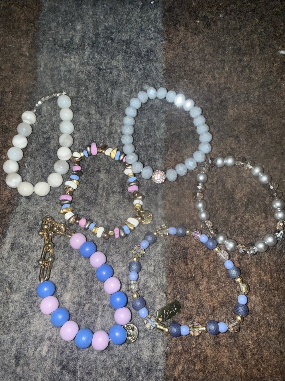 Assorted Pastel Bead Bracelet Set - Blue, Pink, White